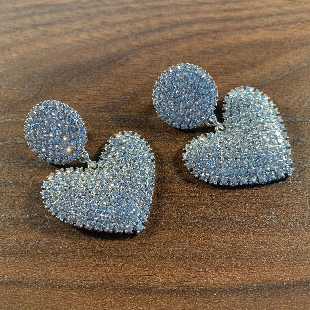 Rhinestone heart earrings